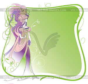 Lady in medieval costume - vector clip art