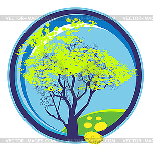 Дерево, покрыты молодой весенней листвы - изображение векторного клипарта