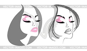 Wo portraits of young sexy woman - vector clipart