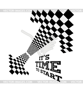 Clock arrows in form of checkered flag - vector clip art