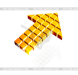 Arrow icon made of orange cubes - vector clip art