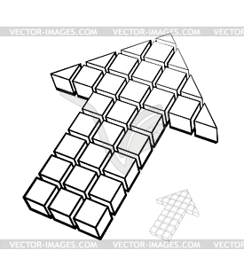 Arrow icon made of drawing cubes - vector clipart