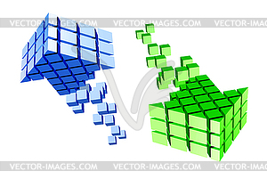 Arrow icon made of cubes - vector clipart