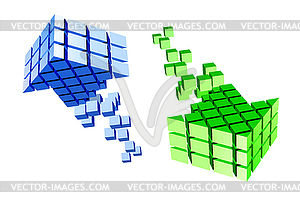 Значок стрелки сделаны из кубиков - иллюстрация в векторе
