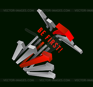 Competition. Gray arrows and leading red arrow - color vector clipart