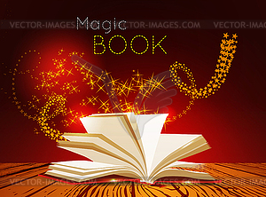 Opened book with magic light - vector clipart