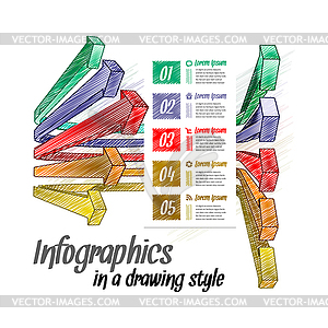 3d line arrow business concepts with icons - vector image