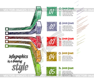 3d line arrow business concepts with icons - vector clip art