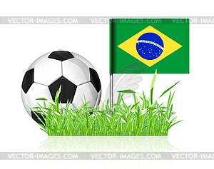 Soccer ball with brasil flag - vector image