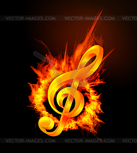 Fire violin key sign - vector clipart