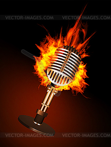 Microphone in Fire - vector image