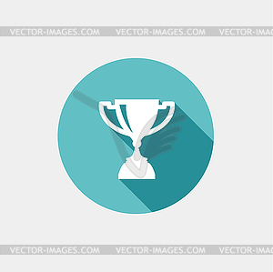 Trophy Cup Flat Icon with Long Shadow - vector image