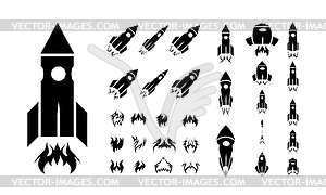 Rocket icon set - vector clipart