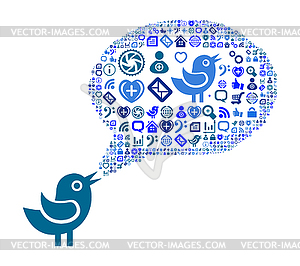 Icon group as speech bubble cloud - vector clip art