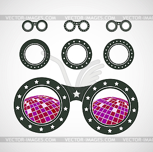 Sunglasses icon in disco style - vector clipart