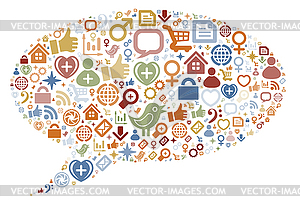 Иконки Социальные медиа текстуры в ток-форме пузыря - векторный клипарт / векторное изображение