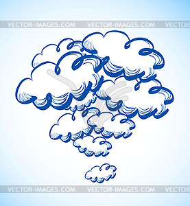 Hand drawing sky with clouds - vector clipart