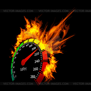 Burning speedometer - vector image