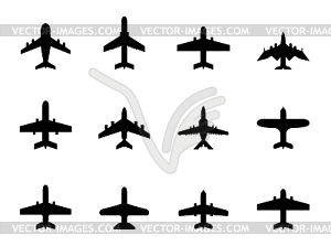 Icons of airplanes - vector image
