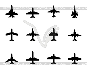 Icons of airplanes - vector clipart