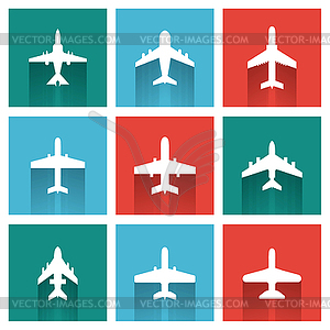 Иконки самолетов - клипарт в векторе