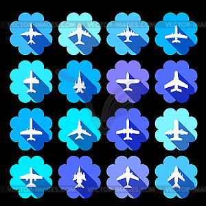 Icons of airplanes - vector clipart
