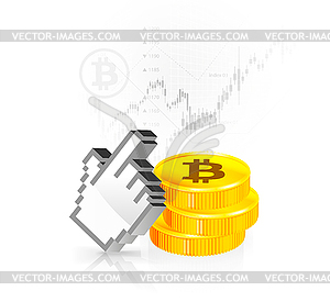 Bitcoin - electronic form of money and innovative - vector image