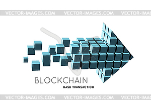 Blockcha in form of cubes in form of an arrow. Bloc - vector clip art