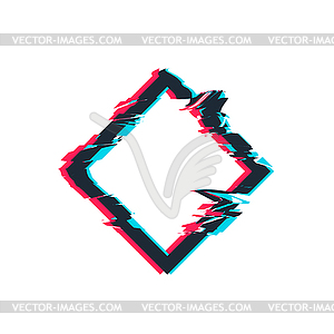 Glitch distortion frame. rhombus - vector image