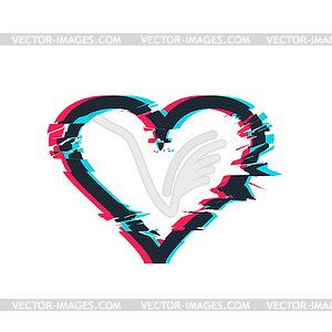 Glitch distortion frame. heart - vector clip art