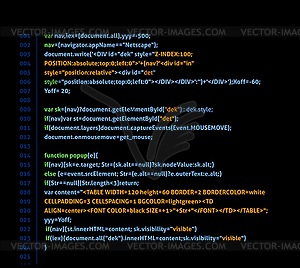Screen of computer or laptop with java code. - vector clip art