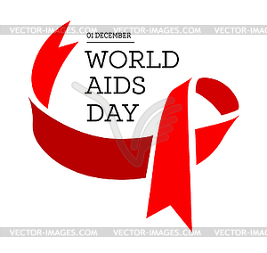 World Aids Day. with red ribbon - vector clipart