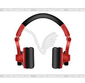 Trendy youth wireless red headphones - vector image