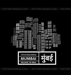 Mumbai is city of skyscrapers, one of financial - vector clipart