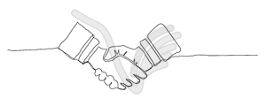 Handshake . Continuous line drawing style - stock vector clipart
