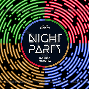 Night party . Rounded lines design style - vector clip art