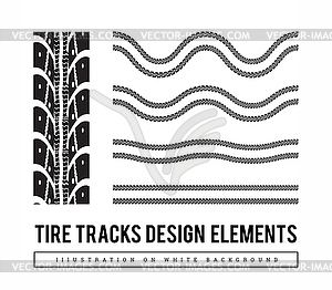 Tire tracks set design elements with varying degree - vector clipart / vector image