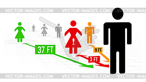 Application that measures safe distance between - vector clip art
