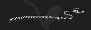 Checkered racing flag, ribbon. on dark - vector EPS clipart