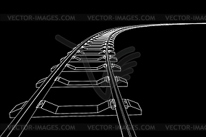 Railway going forward. 3d on black - vector image