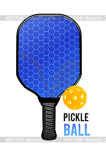 Pickleball with ball and racket for playing. - vector clipart