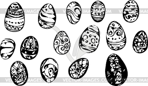 Image painted Easter eggs of different patterns - vector clip art