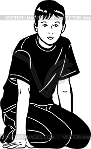 Boy knelt down - vector clipart