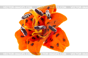 Tiger lily flower image made of wool - vector clipart