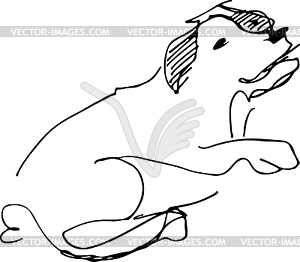 Black and white sketch of pet dog - vector clip art