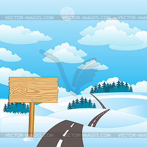 Road in winter - vector clipart