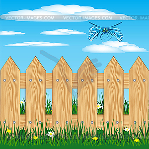 Fence of fresh boards - vector image