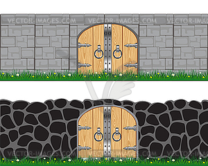 Two walls and gates - vector clipart