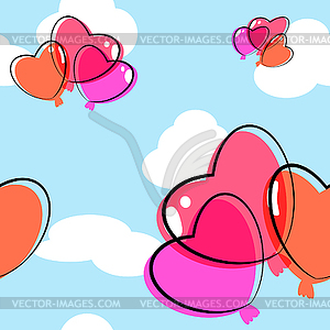 Heart Balloon Seamless Background - vector EPS clipart