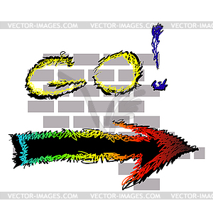 Colorfull Arrow On The Wall - vector clipart